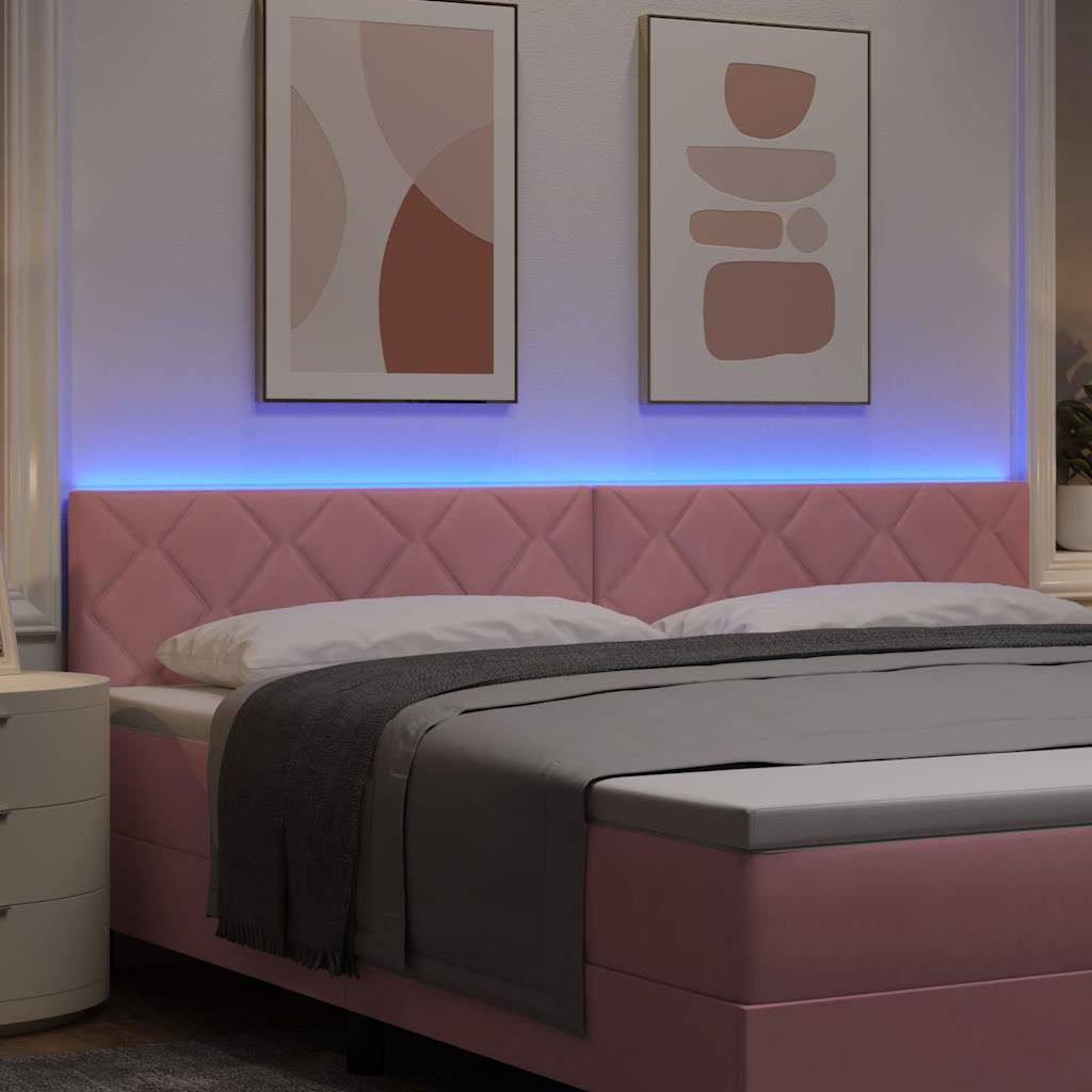 LED Headboard with LED Strip Lights Manual Pink 200 cm Velvet